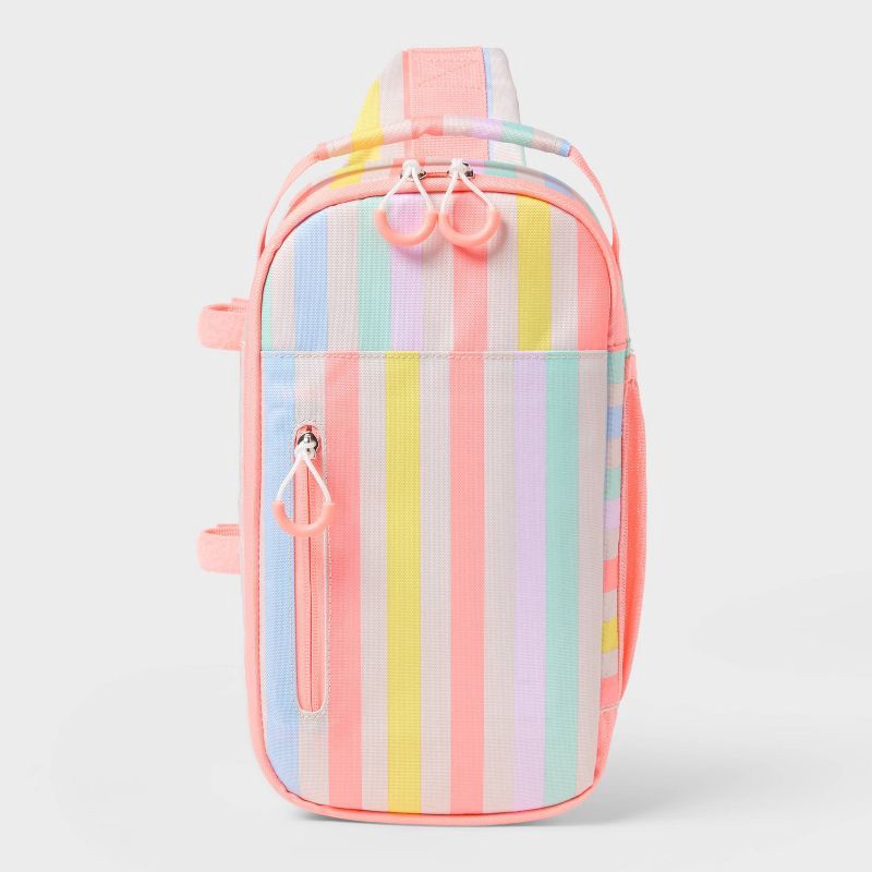 slide 1 of 4, 6 Cans/4.5qt Soft Sided Cooler - Sun Squad™ Striped: Zip Closure, Adjustable Straps, 6 cans, 4.5 qt