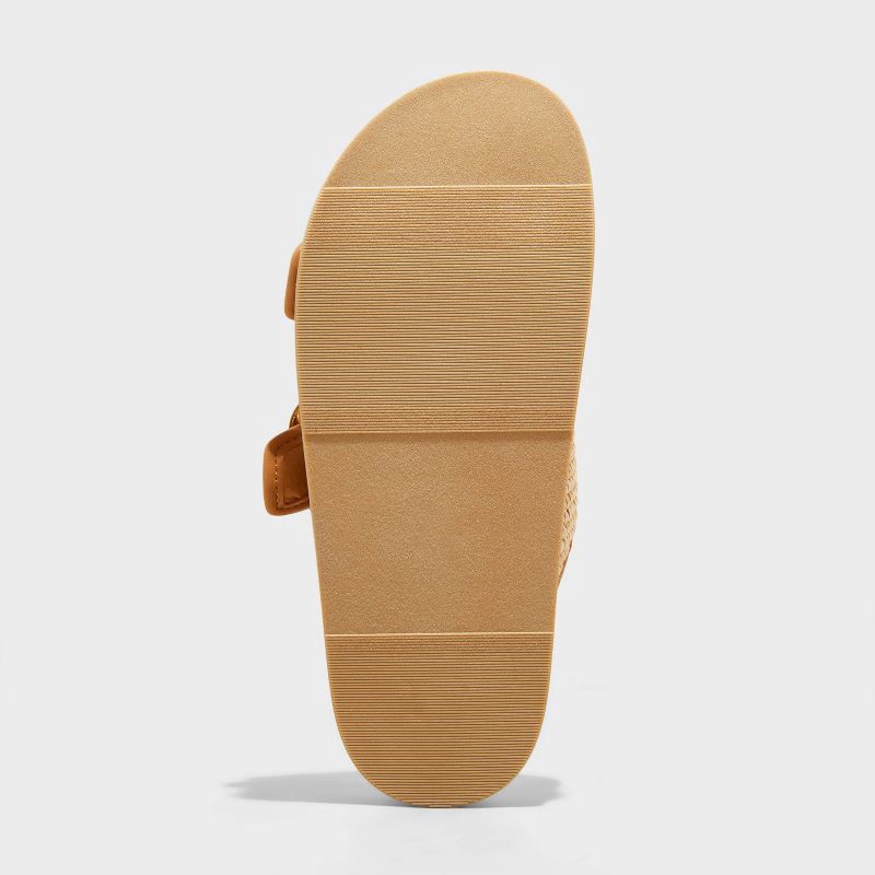 slide 4 of 4, Women's Collin Double Buckle Footbed Sandals - Universal Thread™ Tan 8.5: Slip-On, Contoured Footbed, Open Toe, 1 ct