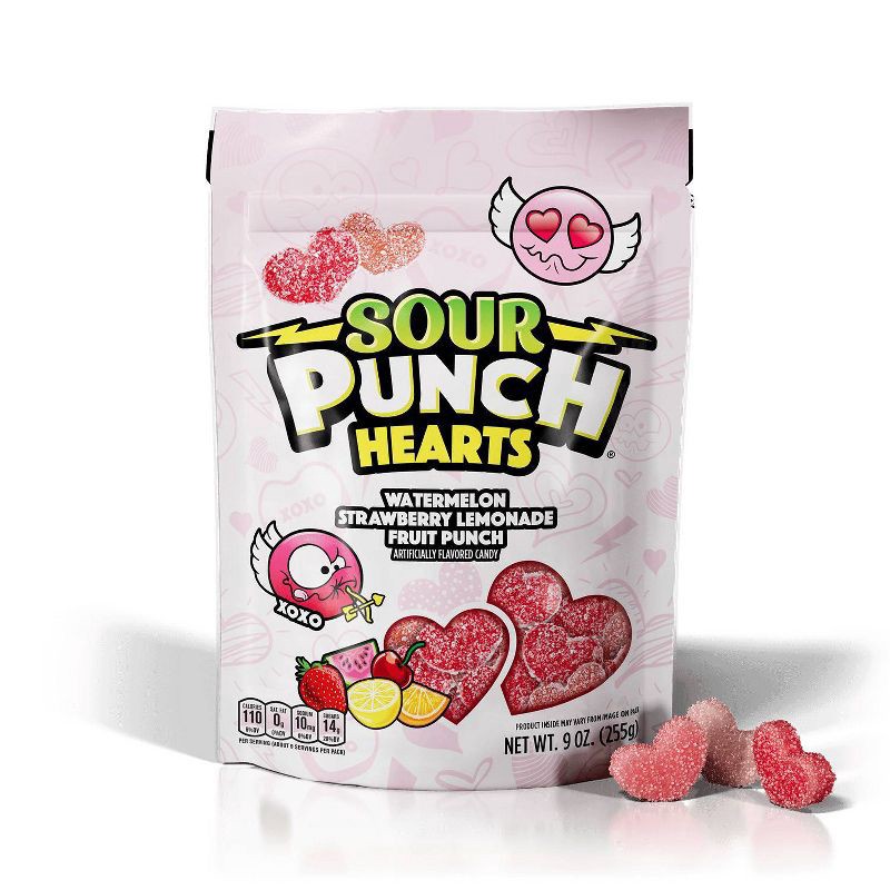 slide 2 of 5, Sour Punch Valentine's Hearts Candy Bag - 9oz, 9 oz