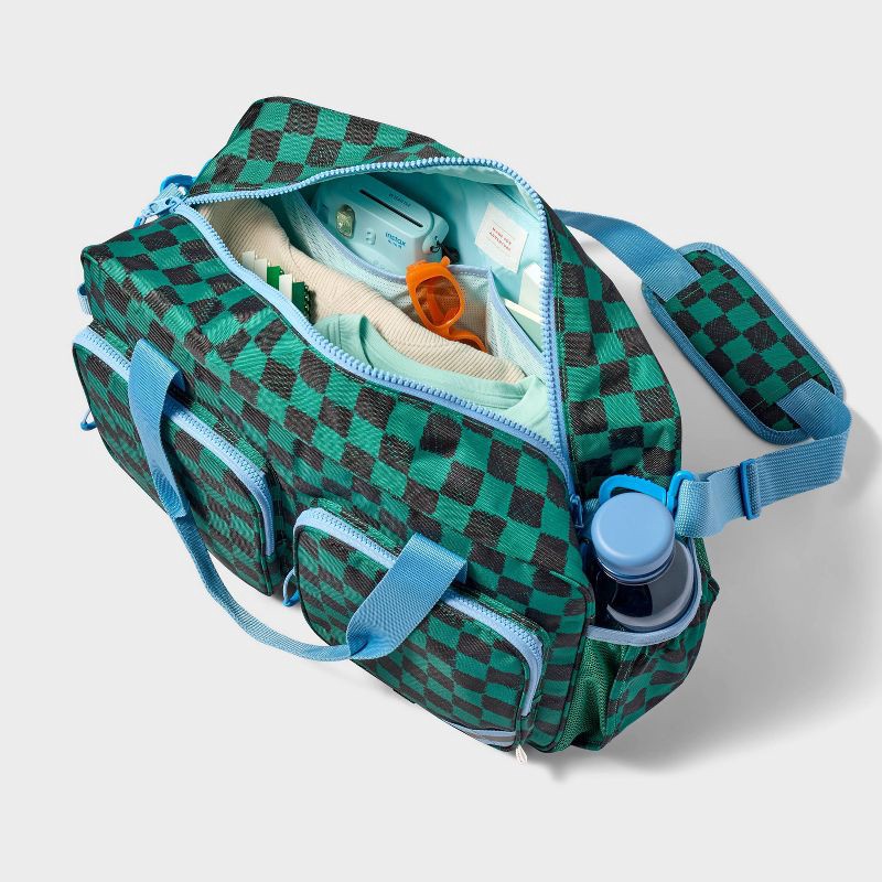 slide 2 of 3, Kids' Weekender Duffel Bag Green Checkered - Cat & Jack™️, 1 ct