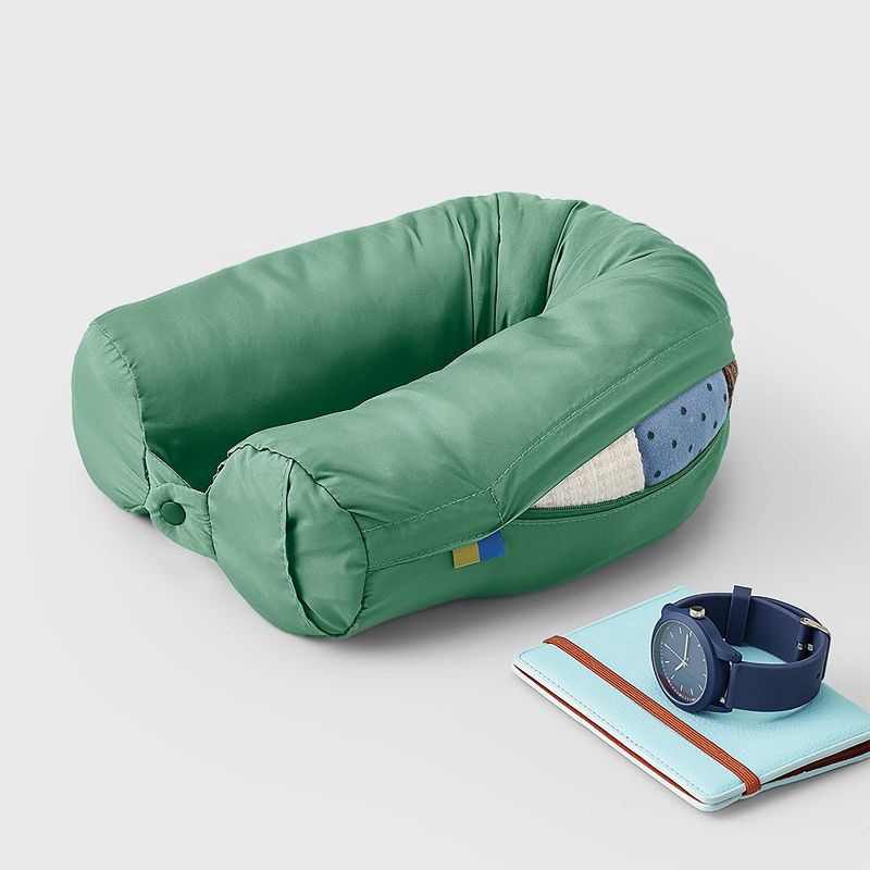 slide 5 of 5, Packing Cube with Neck Pillow - Open Story™ Green: Travel Luggage Accessory, 1 ct