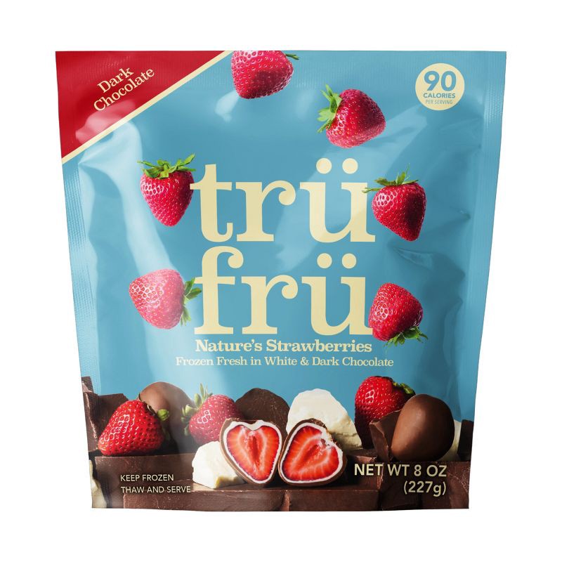 slide 1 of 4, Tru Fru White & Dark Chocolate Frozen Strawberries - 8oz, 8 oz