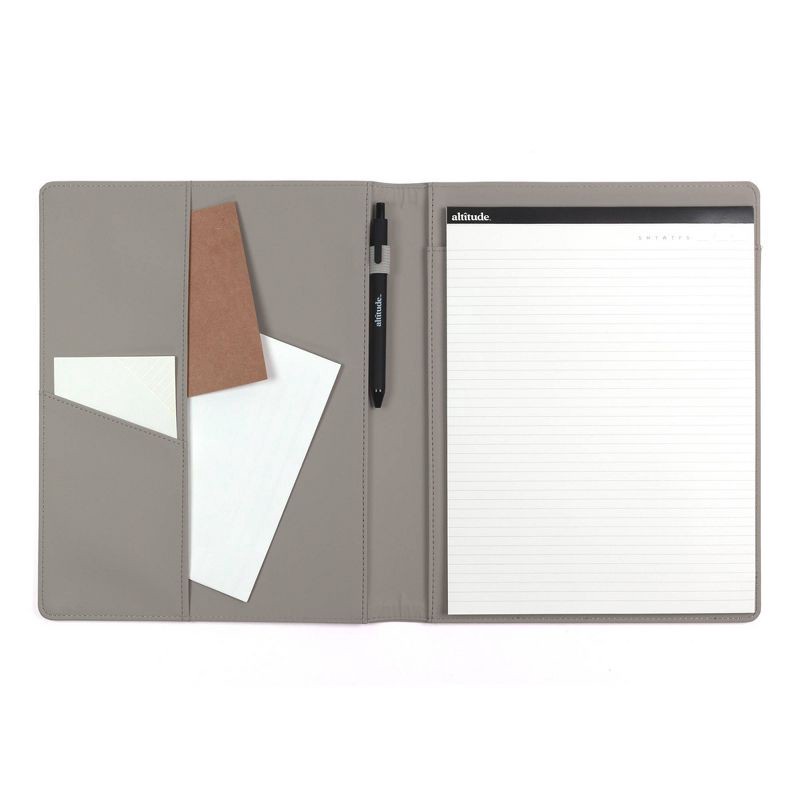 slide 1 of 8, Altitude Padfolio 10"x12.5" Vegan Leather Gray Debossed Arch, 1 ct