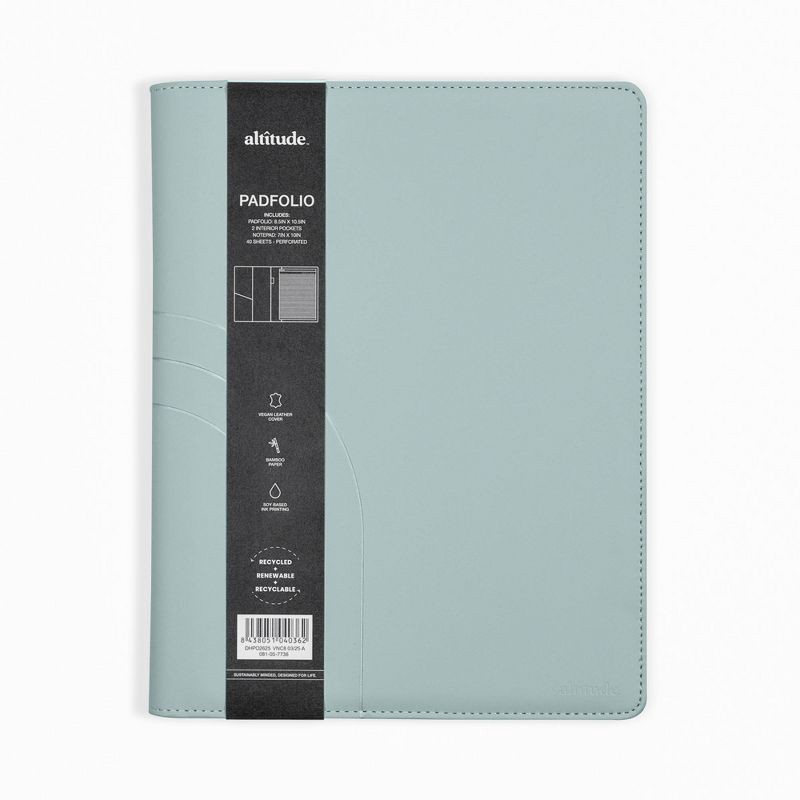 slide 3 of 8, Altitude Padfolio 8.5"x10.5" Vegan Leather Seafoam Blue Debossed Arch, 1 ct