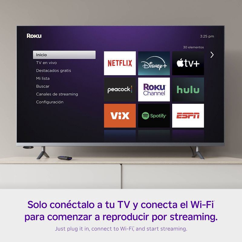 slide 4 of 8, Roku Express (Spanish Edition) HD Streaming Device with VIX Premium: Wi-Fi & Voice Assistant, 1 ct