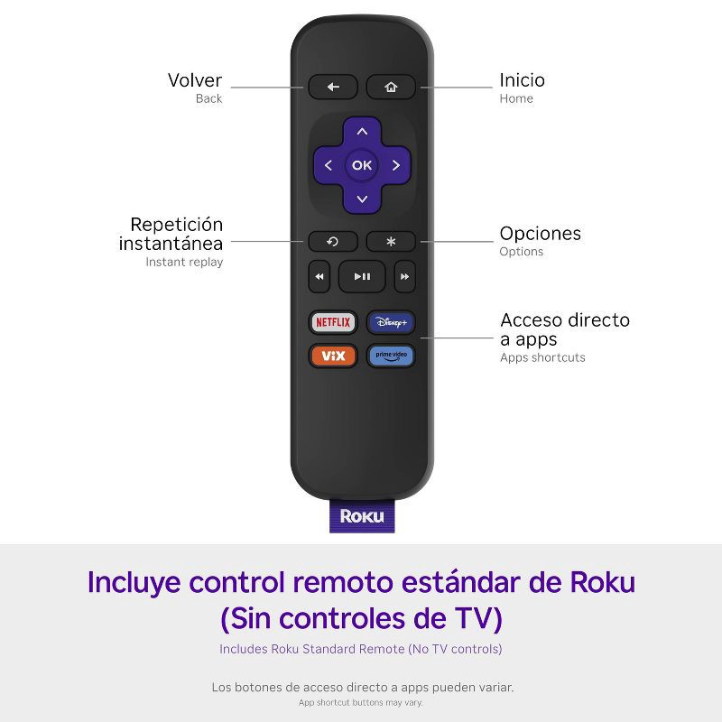 slide 6 of 8, Roku Express (Spanish Edition) HD Streaming Device with VIX Premium: Wi-Fi & Voice Assistant, 1 ct