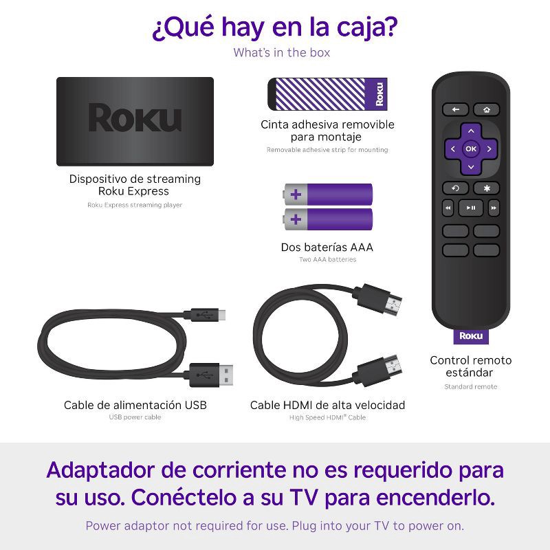 slide 7 of 8, Roku Express (Spanish Edition) HD Streaming Device with VIX Premium: Wi-Fi & Voice Assistant, 1 ct