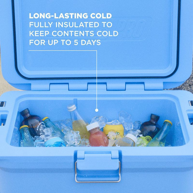 slide 4 of 9, Coleman Pro 92Can/55qt Hard Sided Cooler - Blue Sky: HDPE Construction, Wheels, 92can, 55 qt