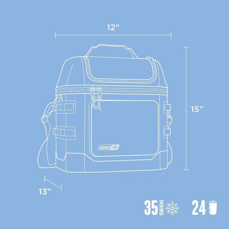 slide 7 of 7, Coleman Pro 24 Cans Soft Sided Cooler - Blue Sky: Polyester & PEVA Construction, 24 cans