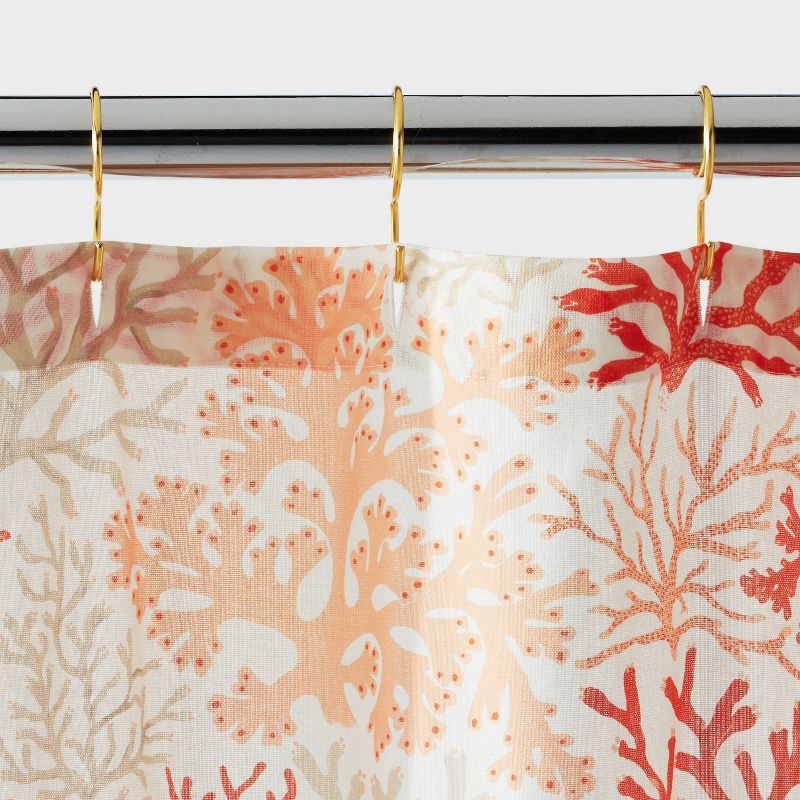 slide 2 of 4, 13pc Coastal Coral Branch Shower Curtain Set Off-White - Threshold™, 13 ct