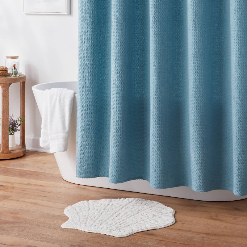 slide 2 of 4, 24"x24" Seashell Shaped Coastal Non-Skid Bath Rug - Threshold™, 1 ct