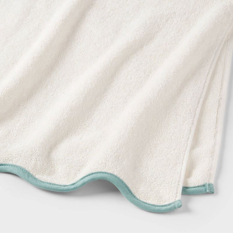 slide 2 of 3, 2pk Coastal Oversized Bath Towel Scallop Edge Cream - Threshold™, 2 ct