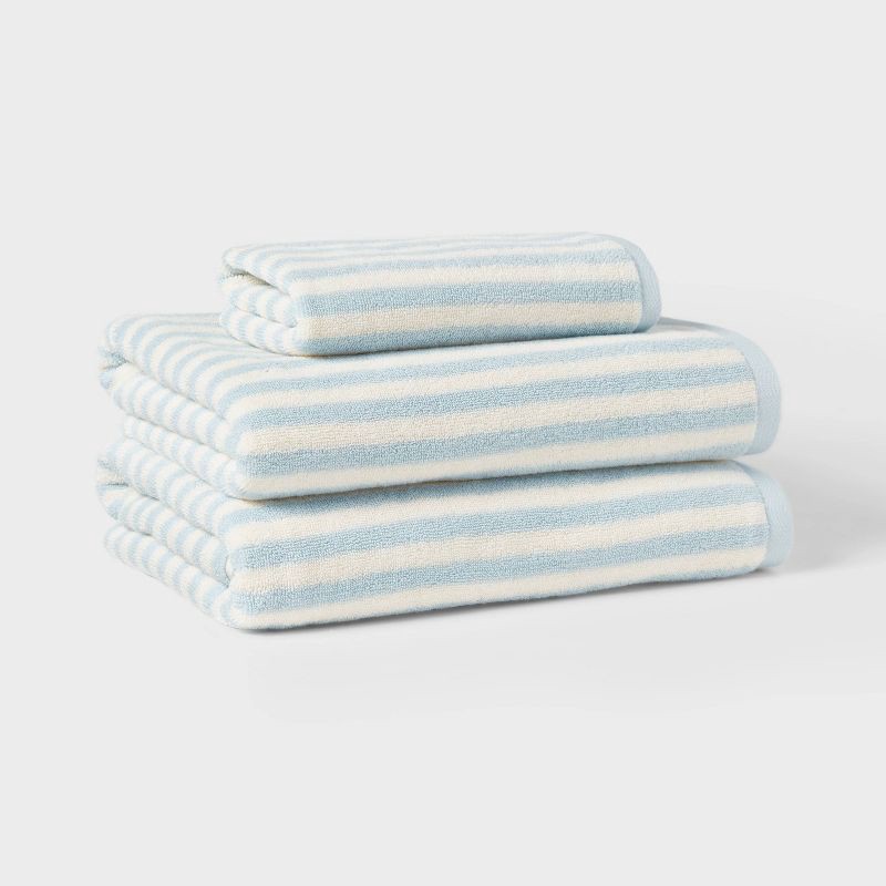 slide 5 of 5, Striped Hand Towel Blue - Threshold™, 1 ct