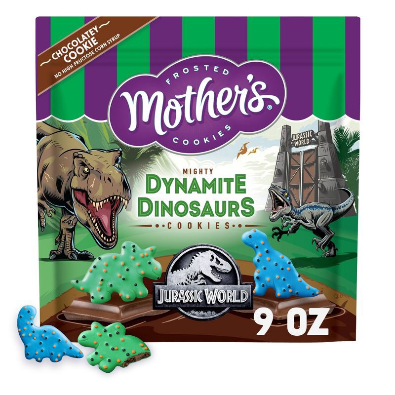 slide 1 of 7, Mother's Cookies Chocolatey Dynamite Dinosaurs Bag - 9oz, 9 oz