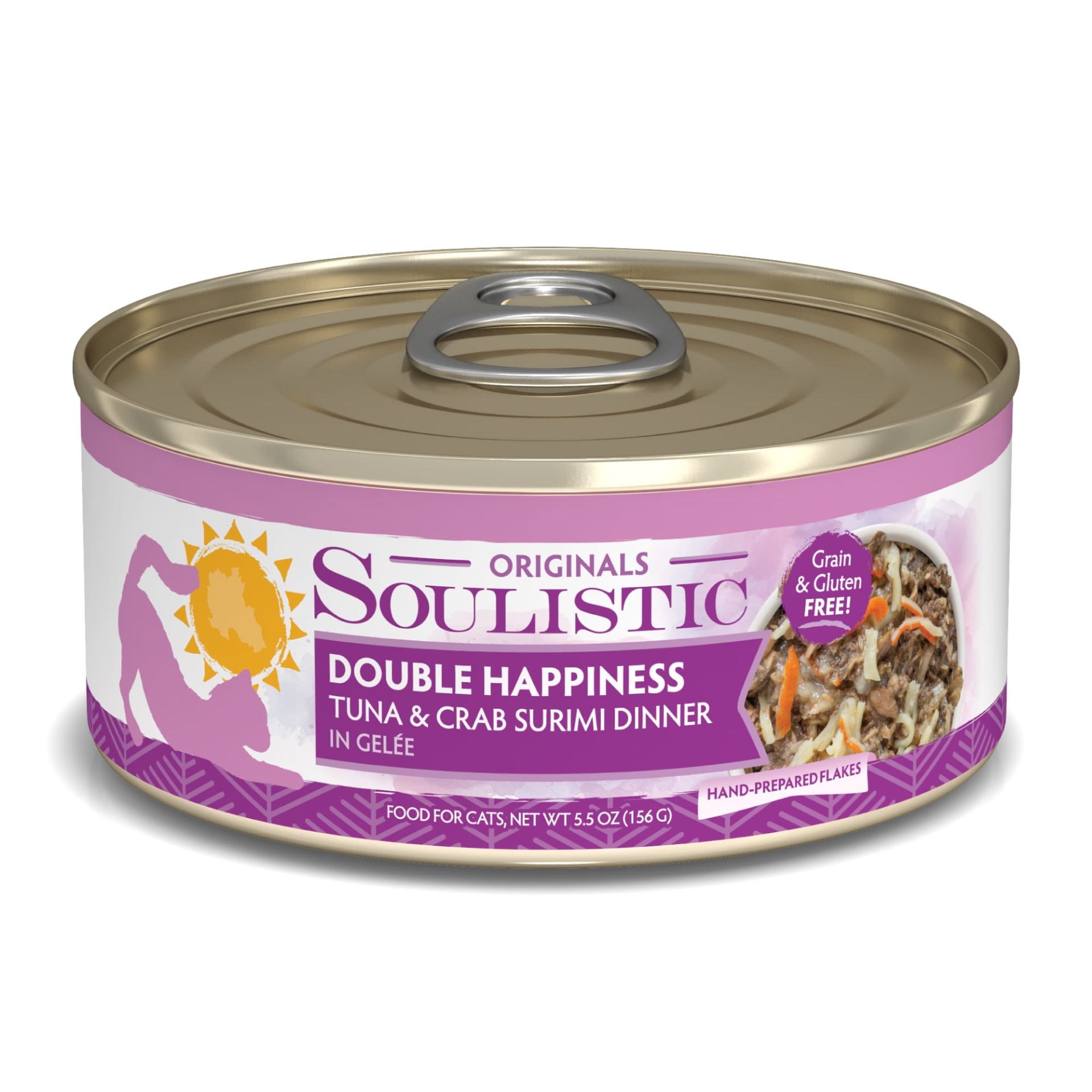 slide 1 of 1, Soulistic Double Happiness Tuna & Crab Surimi Dinner Adult Canned Cat Food in Gelee, 5.5 oz