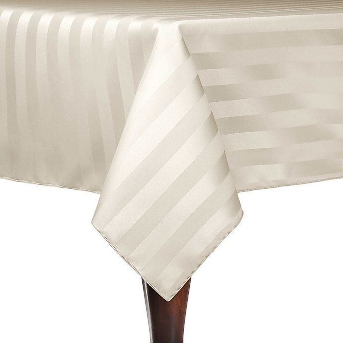 slide 1 of 1, Ultimate Textile Polystripe Oblong Tablecloth - Ivory, 52 in x 70 in