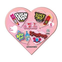 Ring Pop Bazooka Valentine's Day Sweet Pop Heart Box Candy - 3.95oz