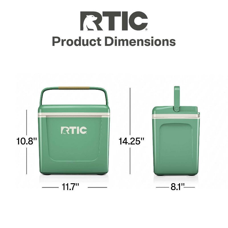 slide 5 of 8, RTIC Outdoors 8qt Road Trip Personal Cooler - Sage Green: Hard-Sided, 12-Can Capacity, 8 qt