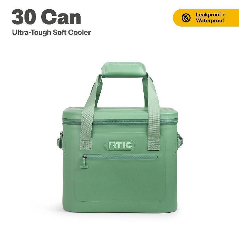 slide 2 of 8, RTIC Outdoors 30qt Ultra-Tough Soft Sided Cooler - Sage Green: Vinyl Material, 30 Can Capacity, 30 qt, 30 can