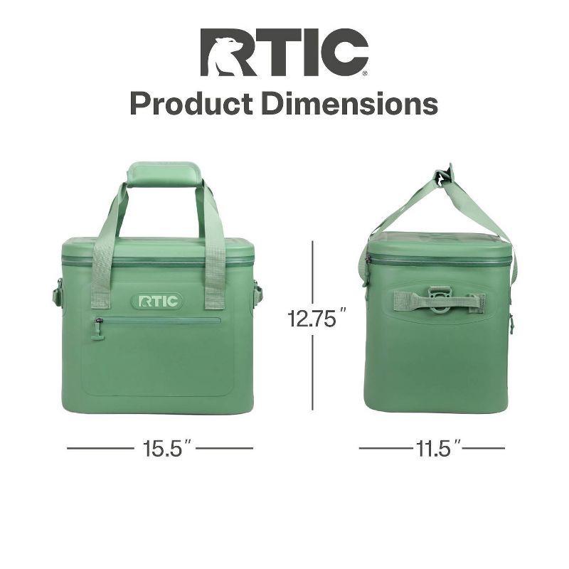 slide 8 of 8, RTIC Outdoors 30qt Ultra-Tough Soft Sided Cooler - Sage Green: Vinyl Material, 30 Can Capacity, 30 qt, 30 can
