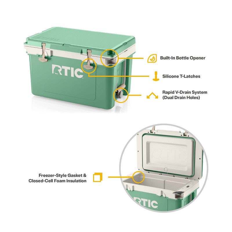 slide 3 of 8, RTIC Outdoors 32 QT Ultra-Light Hard Sided Cooler - Sage Green: Polypropylene Liner, 48 Can Capacity, 32 qt, 48 can