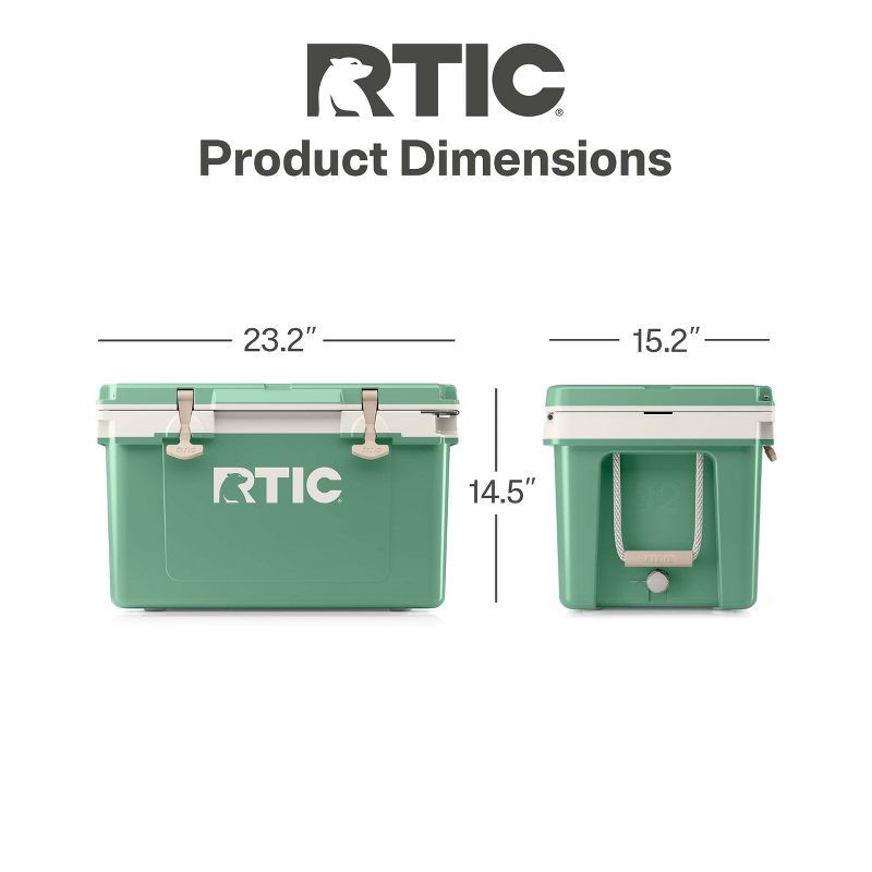 slide 4 of 8, RTIC Outdoors 32 QT Ultra-Light Hard Sided Cooler - Sage Green: Polypropylene Liner, 48 Can Capacity, 32 qt, 48 can