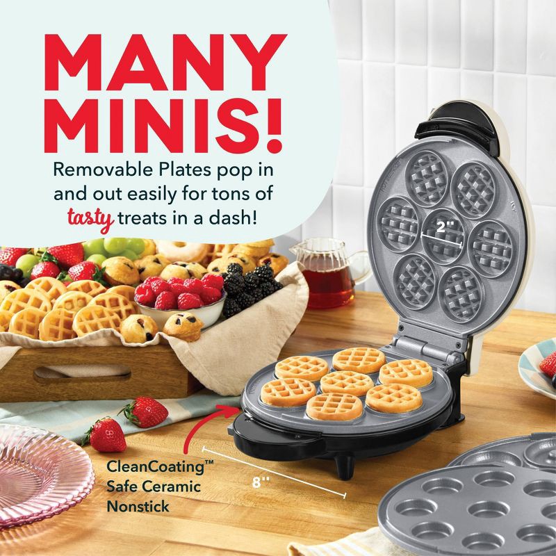 slide 4 of 5, Dash MultiMaker Treat Maker System with Waffle Bite, Mini Donut, & Mini Cupcake Plates Cream: Nonstick, 7 Cavities, 800W, 1 ct