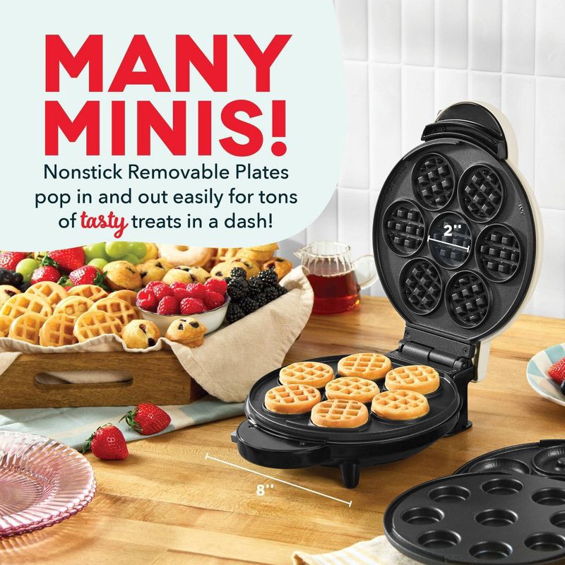 slide 5 of 7, Dash MultiMaker Treat Maker System with Waffle Bite, Mini Donut, & Mini Cupcake Plates Cream: Nonstick, 7 Cavities, 800W, 1 ct