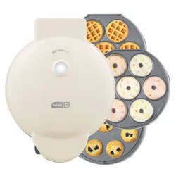 Dash MultiMaker Treat Maker System with Waffle Bite, Mini Donut, & Mini Cupcake Plates Cream: Nonstick, 7 Cavities, 800W