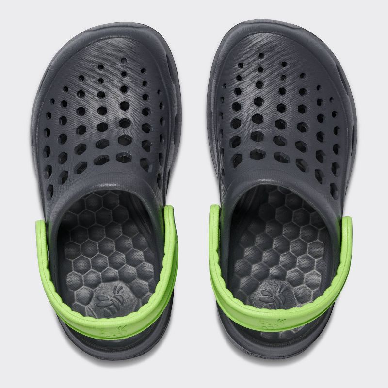 slide 3 of 6, Joybees Toddler Harper Slip-On Clogs - Charcoal/Lime 6-7T: Non-Marking Sole, Medium Width, Closed Round Toe, 1 ct