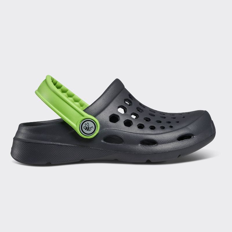 slide 2 of 6, Joybees Toddler Harper Slip-On Clogs - Charcoal/Lime 8-9T: Non-Marking Sole, Medium Width, Closed Round Toe, 1 ct