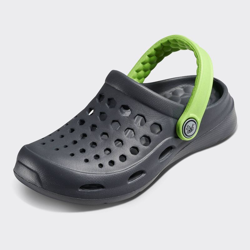 slide 4 of 6, Joybees Toddler Harper Slip-On Clogs - Charcoal/Lime 8-9T: Non-Marking Sole, Medium Width, Closed Round Toe, 1 ct