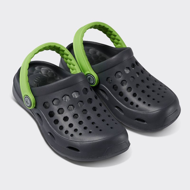 slide 5 of 6, Joybees Toddler Harper Slip-On Clogs - Charcoal/Lime 12-13T: Non-Marking Closed Round Toe, 1 ct