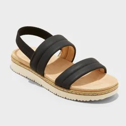 Kids' Kailan Footbed Sandals - Cat & Jack™ Black 2: Slip-On, Elastic Gore, Contoured Footbed