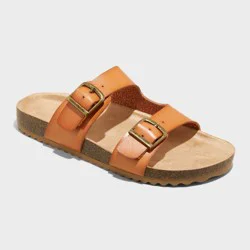 Kids' Drew Footbed Sandals - Cat & Jack™ Cognac 1: Slip-On, Contoured Footbed, Open Toe