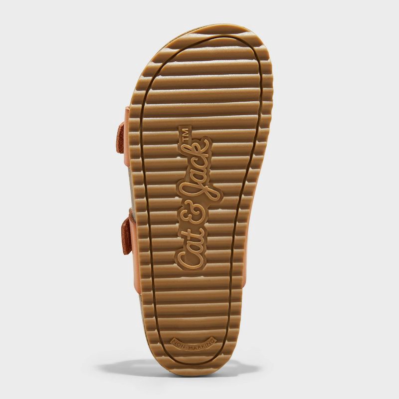 slide 4 of 4, Kids' Drew Footbed Sandals - Cat & Jack™ Cognac 6: Slip-On, Instep Strap, Contoured Footbed, Open Toe, Flexible Outsole, 1 ct