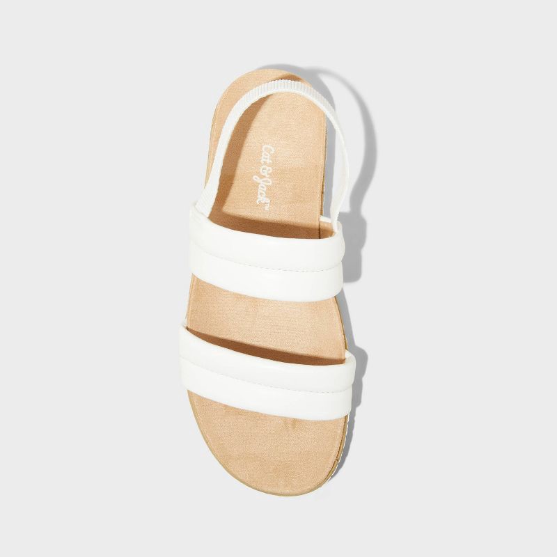 slide 3 of 4, Kids' Kailan Footbed Sandals - Cat & Jack™ White 3: Open Toe, Slip On, Elastic Gore, 1 ct