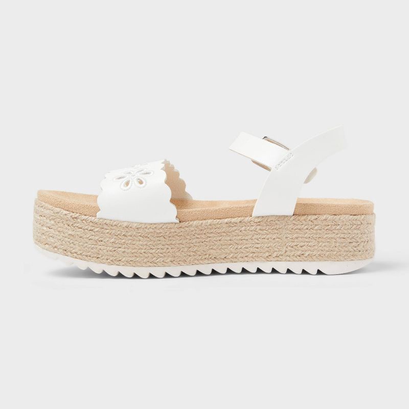 slide 2 of 4, Kids' Lindsey Platform Espadrille Sandals - art class™ White 3: Adjustable Buckle Strap, Contoured Footbed, Open Toe, 1 ct