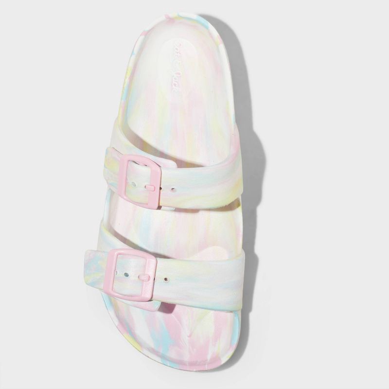 slide 3 of 4, Kids' Noa Blown EVA Footbed Sandals - Cat & Jack ™ White 4: Contoured Footbed, Double Straps, Open Toe, 1 ct