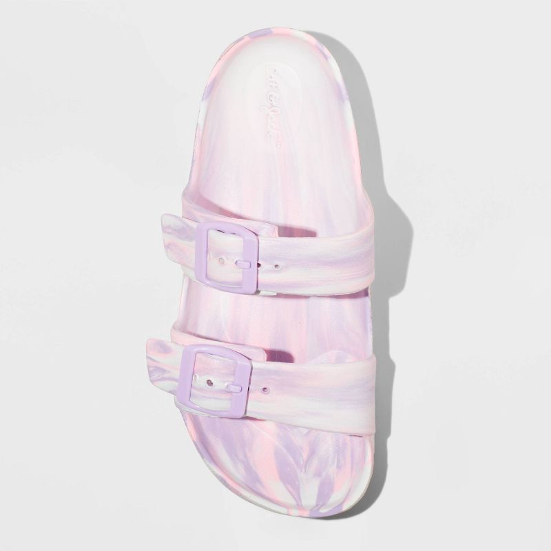 slide 3 of 4, Kids' Noa Blown EVA Footbed Sandals - Cat & Jack™ Blue/Purple 13: Contoured Footbed, Double Straps, 1 ct