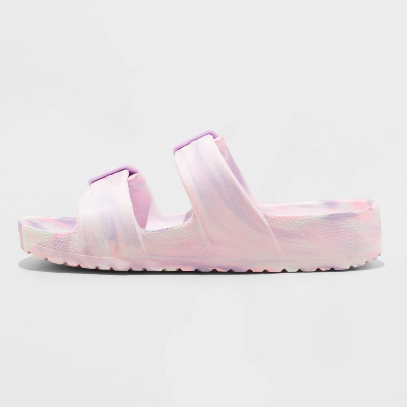 slide 2 of 4, Kids' Noa Blown EVA Footbed Sandals - Cat & Jack™ Blue/Purple 2: Slip-On, Contoured Footbed, Double Straps, Open Toe, 1 ct