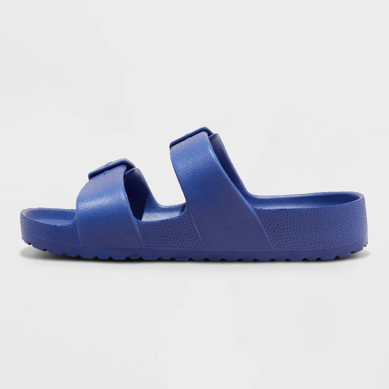 slide 2 of 4, Kids' Noa Blown EVA Footbed Sandals - Cat & Jack™ Noa Blue 3: Slip-On, Double Straps, Open Toe, Textured Outsole, 1 ct