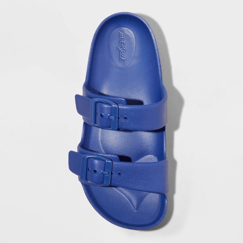 slide 3 of 4, Kids' Noa Blown EVA Footbed Sandals - Cat & Jack™ Noa Blue 6: Slip-On, Contoured Footbed, Double Straps, 1 ct