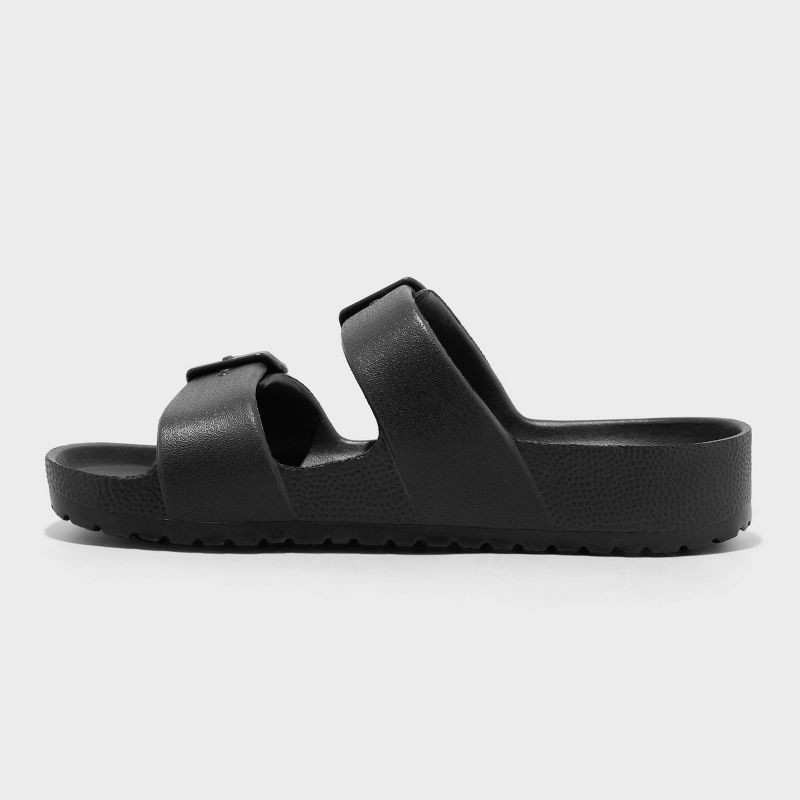 slide 2 of 3, Kids' Noa Blown EVA Footbed Sandals - Cat & Jack™ Black 1: Slip-On, Contoured Footbed, Double Straps, 1 ct