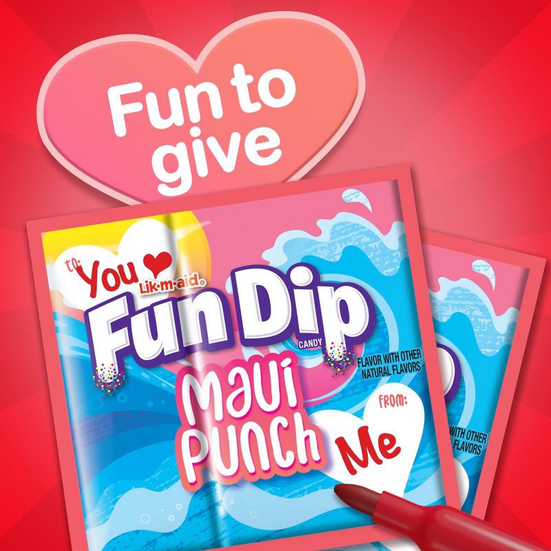 slide 2 of 5, Lik-m-aid Fun Dip LIK-M-AID Valentine's Classroom Exchange Fun Dip Maui Punch Candy Carton - 10.32oz/24ct, 10.32 oz, 24 ct
