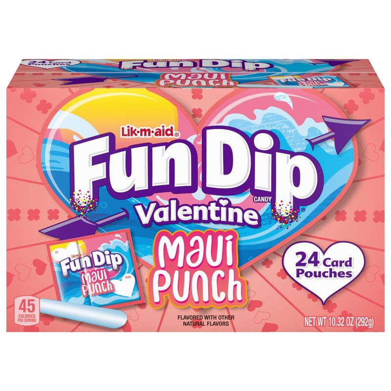 slide 3 of 5, Lik-m-aid Fun Dip LIK-M-AID Valentine's Classroom Exchange Fun Dip Maui Punch Candy Carton - 10.32oz/24ct, 10.32 oz, 24 ct