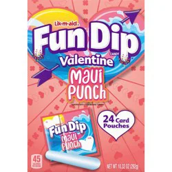 Lik-m-aid Fun Dip LIK-M-AID Valentine's Classroom Exchange Fun Dip Maui Punch Candy Carton - 10.32oz/24ct