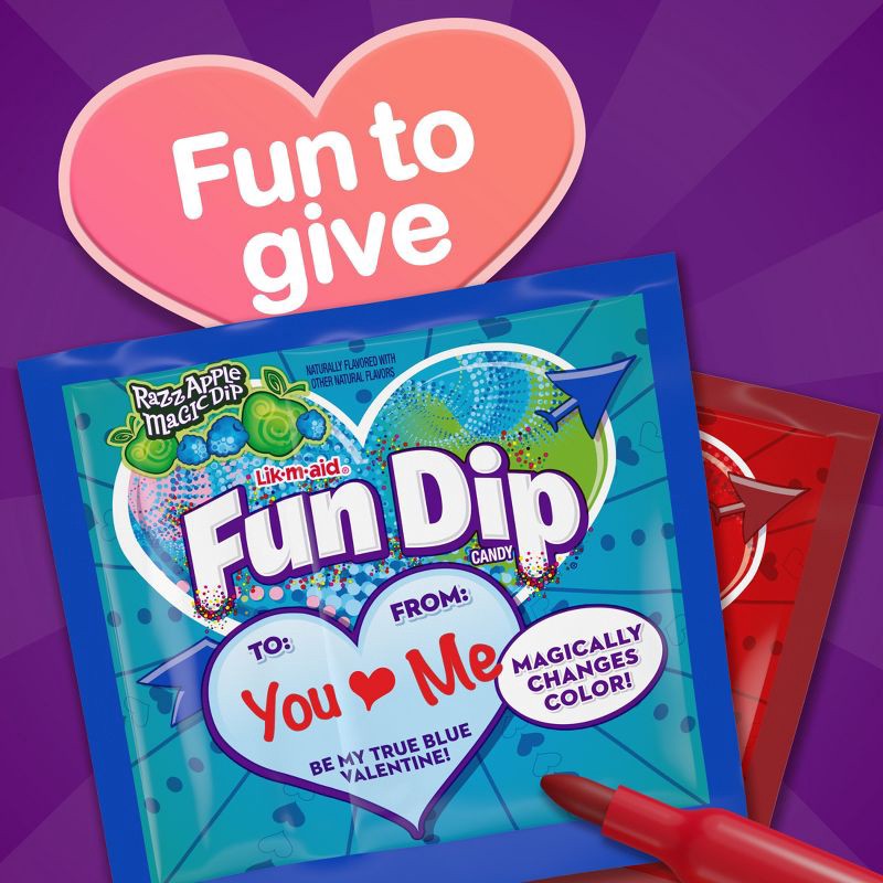 slide 2 of 5, Lik-m-aid Fun Dip LIK-M-AID Valentine's Classroom Exchange Fun Dip Carton Candies - 10.32oz/24ct, 10.32 oz, 24 ct