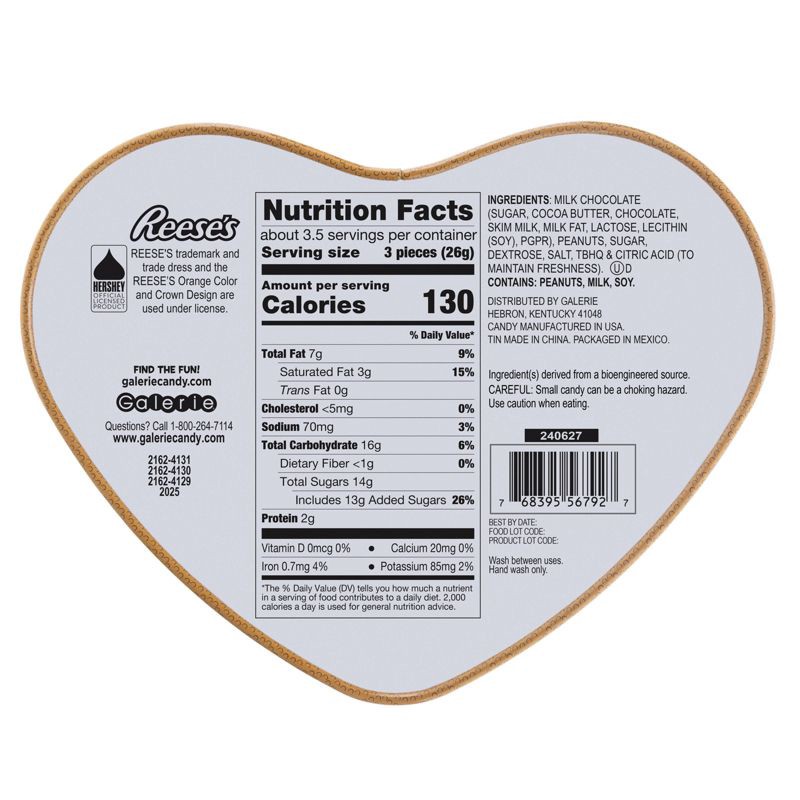 slide 2 of 3, Reese's Valentine's Candy Football Heart Tin - 3.1oz, 3.1 oz