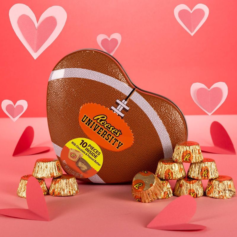 slide 3 of 3, Reese's Valentine's Candy Football Heart Tin - 3.1oz, 3.1 oz
